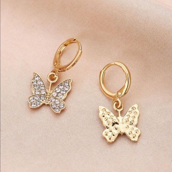 Gwen • Dainty Rhinestone Butterfly Earrings - Picture 2 of 4